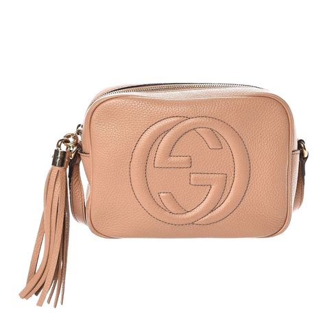 Gucci Soho Disco Leather Small Rose Beige in Pebbled Calfskin 